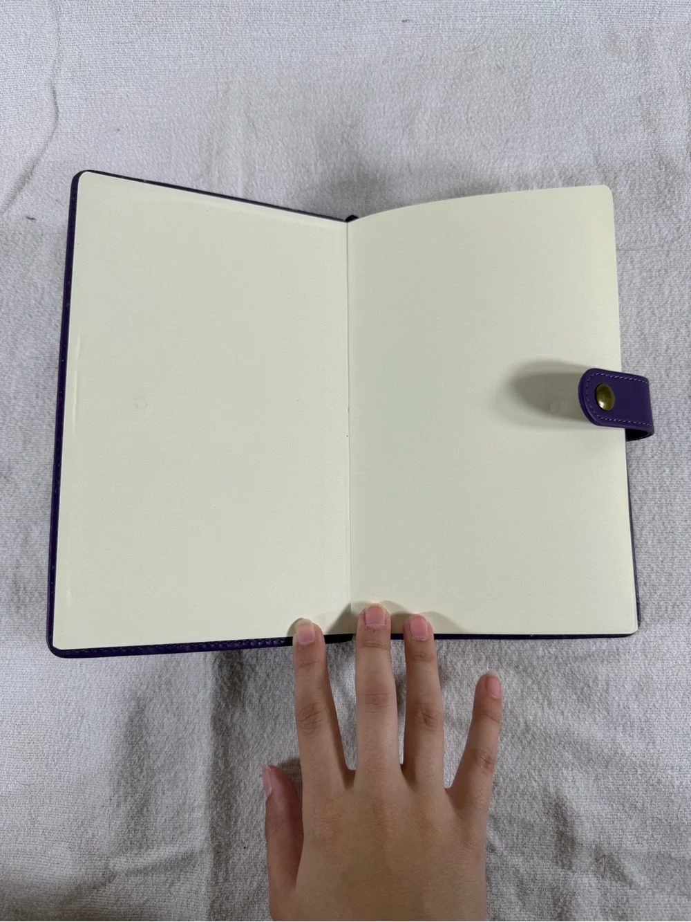 Purple Embossed Leather Leaf Journal with Button Closure